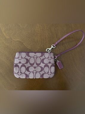 Coach Lilac Signature Jacquard Wristlet